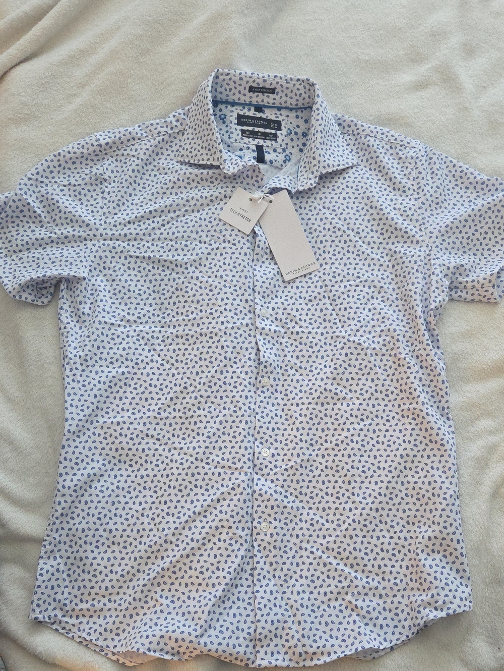 Men's Short Sleeve Printed Shirt - Light Blue